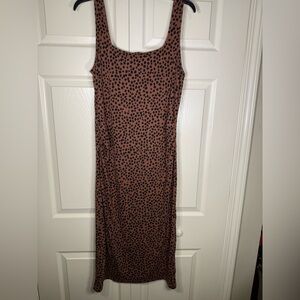 Old Navy Leopard Print Maternity Fitted Sleeveless SquareNeck RibKnit Midi Dress